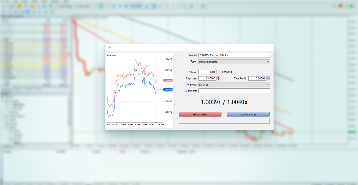 New Order window in MetaTrader